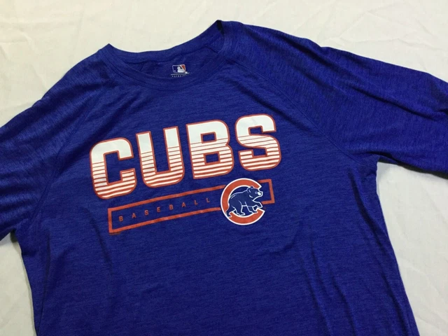mens MLB chicago cubs blue logo short sleeve t shirt size Large
