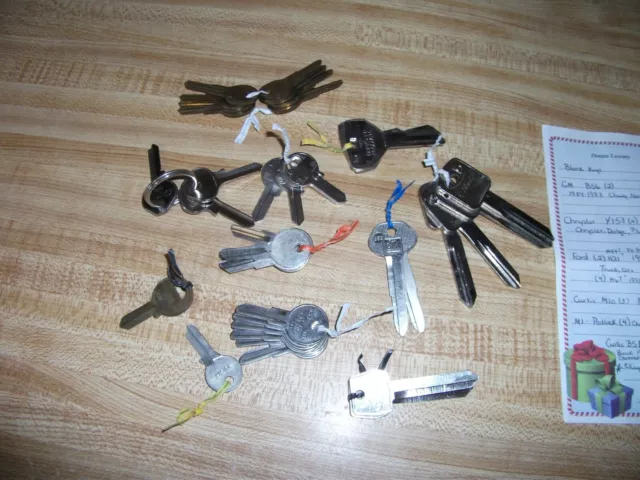 Lot of 43 Key Blanks GM Ford Chrysler Padlock Furniture Lock Curtis Cole Taylor