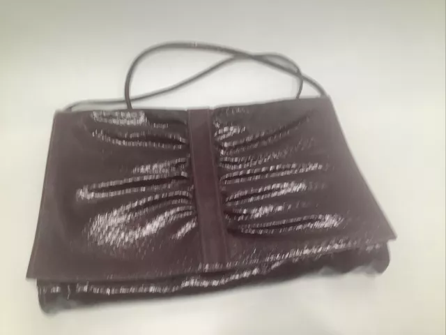 Vintage 80s MARYANN ROSENFELD Snakeprint Shoulder Bag Burgundy 12"x9"x2"