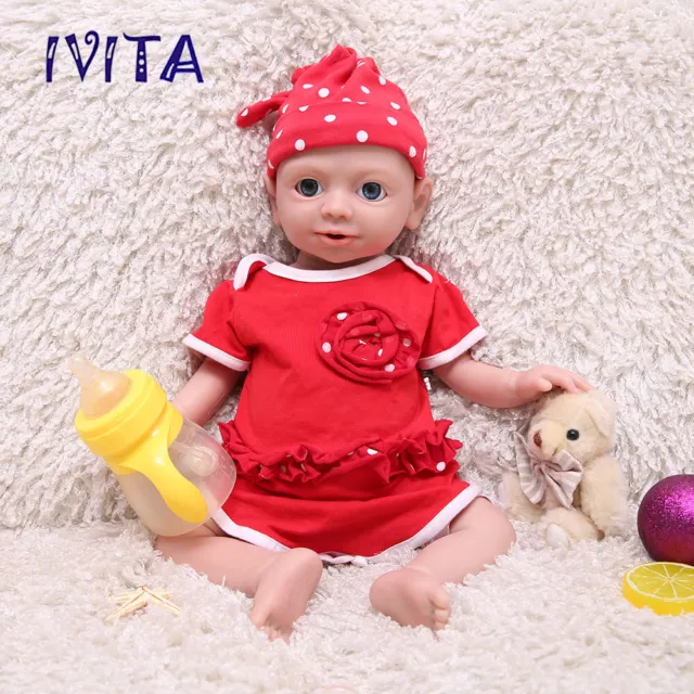 IVITA 19inch Vivid Silicone Reborn Baby Girl Cute Floppy Infant Doll Kids Gift