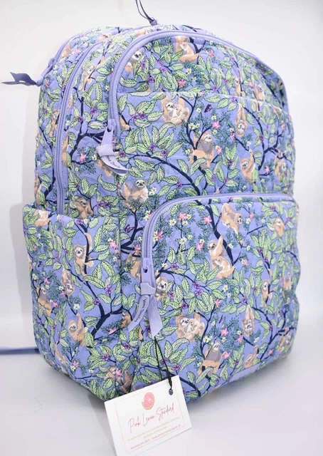 Vera Bradley Large Essential Backpack in "Hanging Around Purple" Pattern