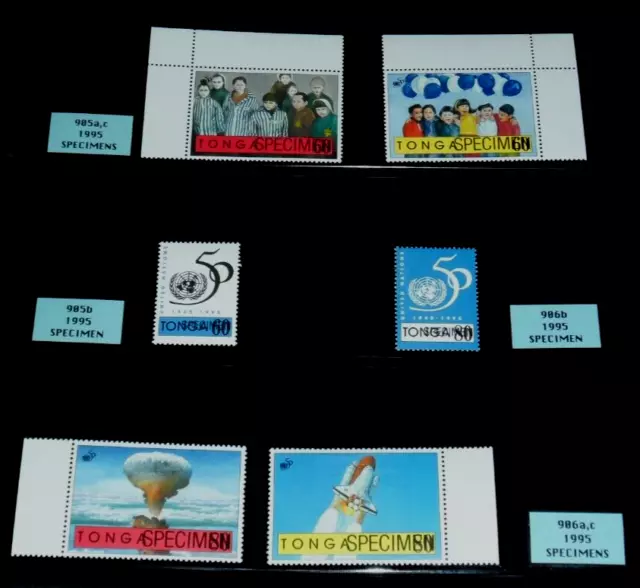 TONGA #905a-c, 906a-c, 1995, 50 aniversario de la ONU. MNH, ESPÉCIMEN, MUY RARO BONITO LQQK