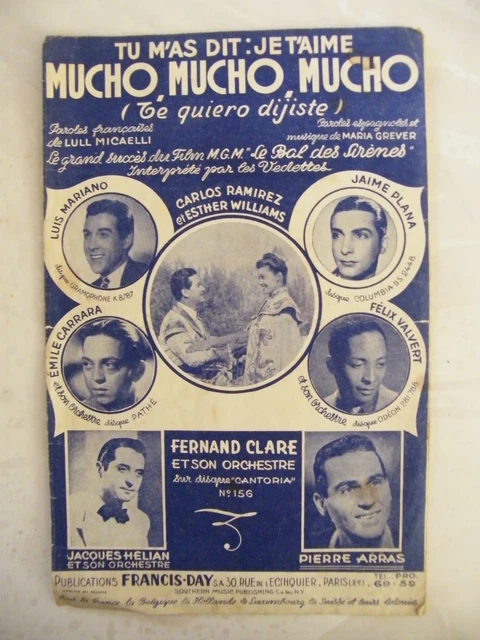 Muchro &PARTITION TU M'AS dit Je t'aime Mucho Mucho Mucho Hélian Carrara ...