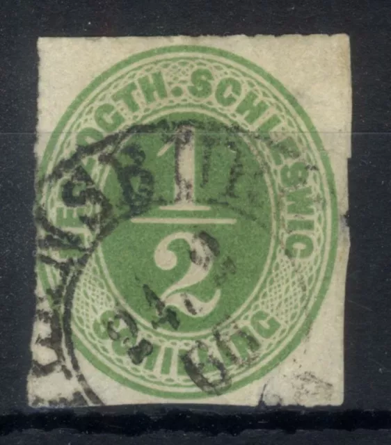 Schleswig Schleswig-Holstein 1865 | MiNr. 13 gestempelt - 1/2 Schilling grünoliv
