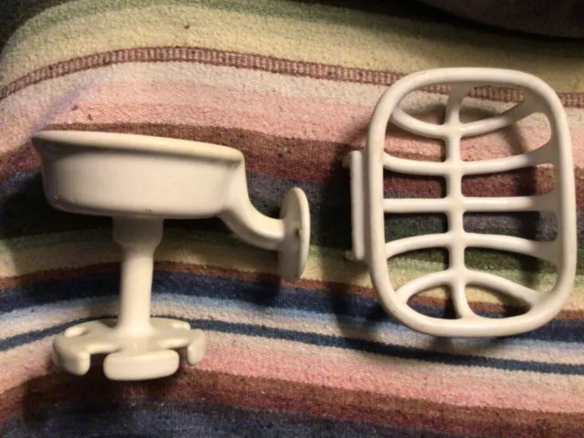 Antique Bathroom Porcelain Toothbrush Cup Combo Soap Holder White Wall mount VTG