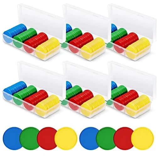 600 Pieces Plastic Poker Chips with Storage Box Counters Chip Poker Chips Set...