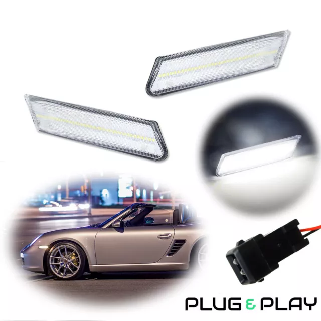 Clear Lens Front Side Marker Indicator Lights For 05-12 Porsche 911 997 987 987C