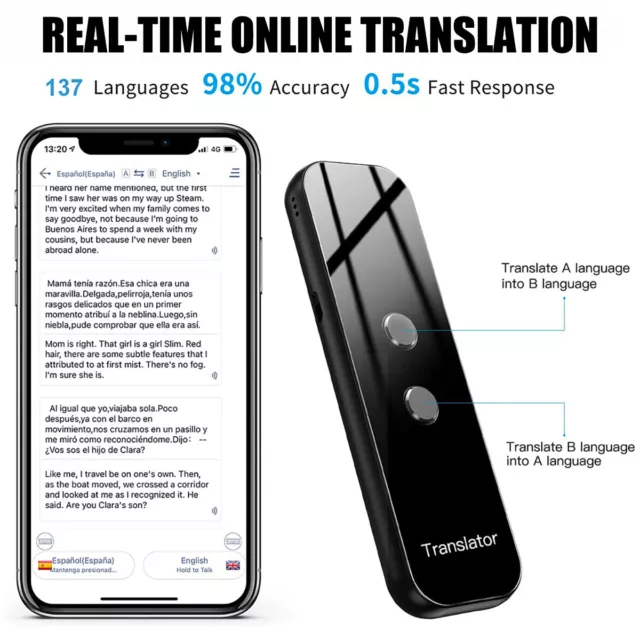 2023 Language Translator Device Real-time Smart Instant Voice 140+ Languages New 2