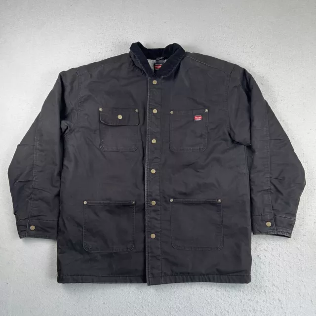 Wrangler Workwear Black Long Sleeve Blanket Lined Button Up Chore Jacket Mens XL