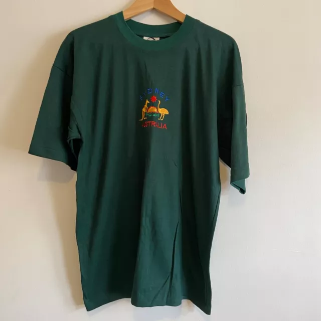 Green Vintage 90s 'Sydney Australia' Single Stitch T-Shirt Size XL Embroidered