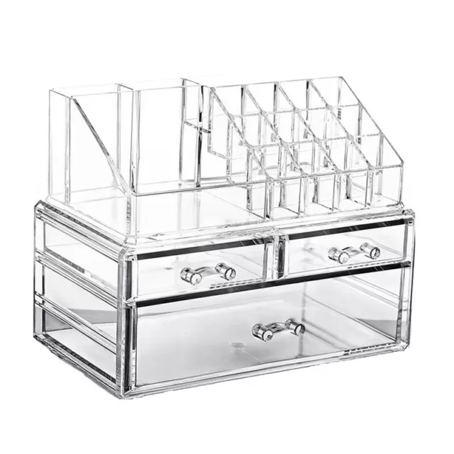 Organisateur de Maquillage Transparent avec 3 Tiroirs et Supports de Rouge 2983