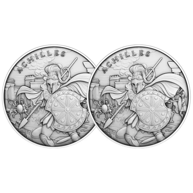 Presale - Lot of 2 - 1 Troy oz Achilles Design .999 Fine Silver Round