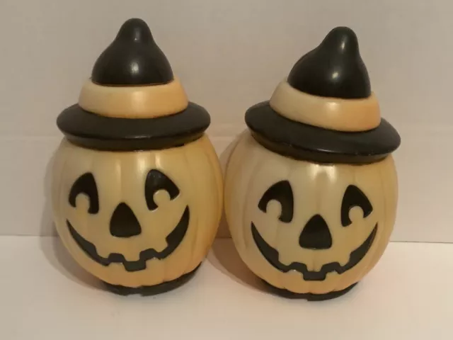 Vintage Halloween Jack O Lantern Blowmold Pathway Light Toppers 9" Empire 1995