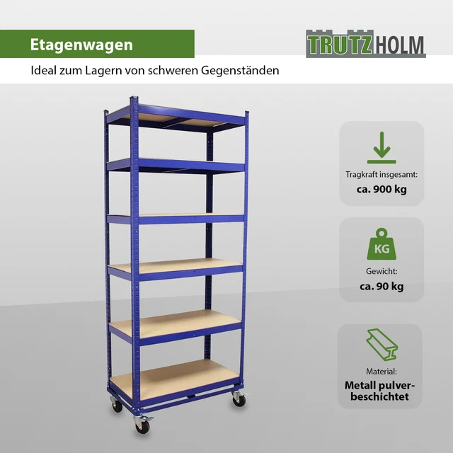 Carrello a piani carrello trasporto carrello a rotelle carrello officina 900 kg 6 livelli 215 x 90 x 45 cm