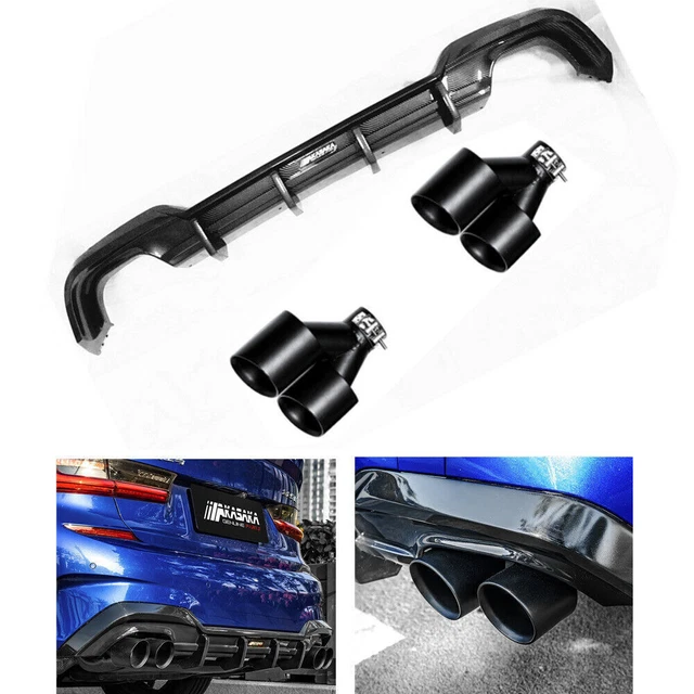 Car Rear Diffuser + Exhaust Cover Trim For 2020 AKASAKA BMW 3 Series 330i 330li