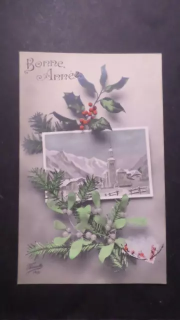 Bonne Year, Postcard Antique CPA, Gui, Landscape, Old Postcard