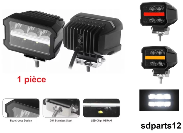Phare Longue Portée LEDs Orange / Blanc 9 Pouces 10-48V FOR9T Drago Drive Strands Eclairage Emc Ece R10 Phares Longue Portee