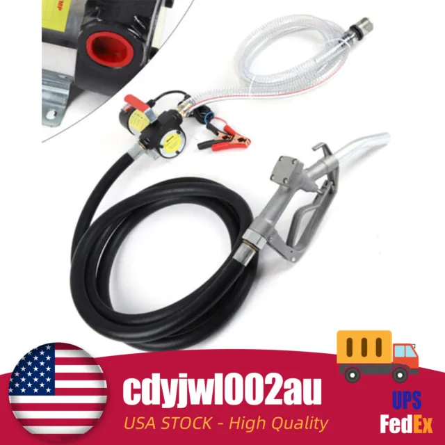 12V DC Electric Fuel Transfer Pump with Nozzle Kit For Gas Diesel Kerosene 3 bar