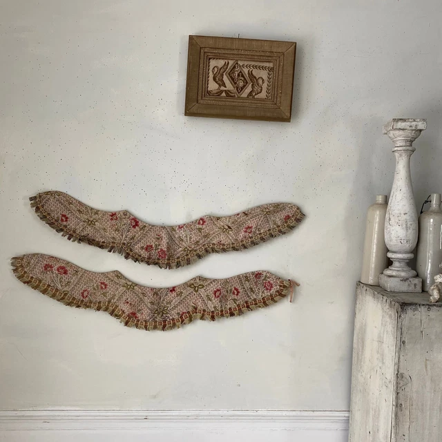 Antique French curtain drape tie back tiebacks 19th century French textiles