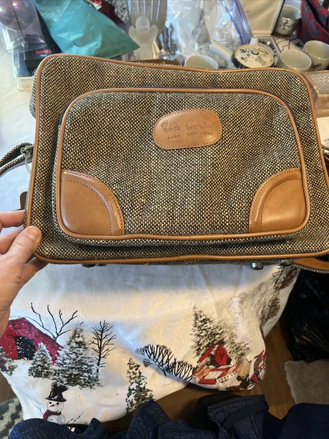 VTG PIERRE CARDIN Brown Tweed Carry On Shoulder Bag w Strap Unisex