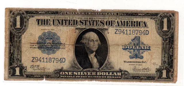 Etats UNIS AMERIQUE USA Billet 1 $ SILVER Dollar 1923 BLUE SEAL RARE