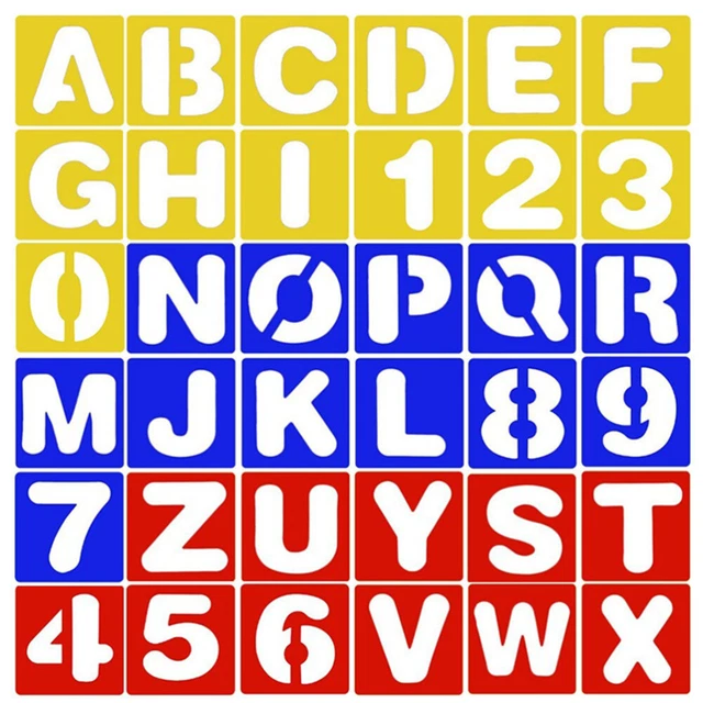 WALL STENCILS CUTOUT Alphanumeric Templates Numbers and Letters Toddler ...