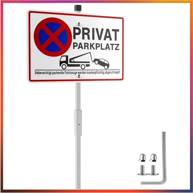 Parkverbot-Schild „Privateigentum“ – 30x20 Cm, Reflektierendes Aluminium | Mit Bohrungen Für Einfache Montage