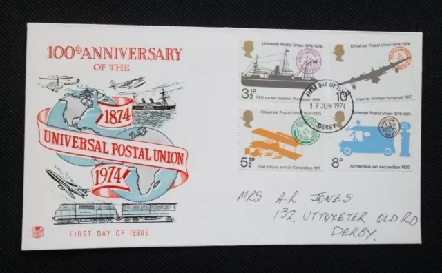 1974     Stuart.  First Day Cover.   The Postal Union. Written Address.....5057