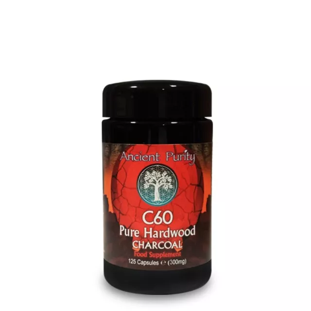 C60 Hardwood Charcoal / Pure / Detox / Stomach Balance / 125 Caps