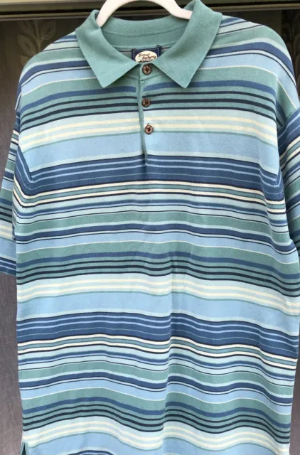 TOMMY BAHAMA short sleeve green Silk Blend Polo Shirt TROPICAL Mens Size M