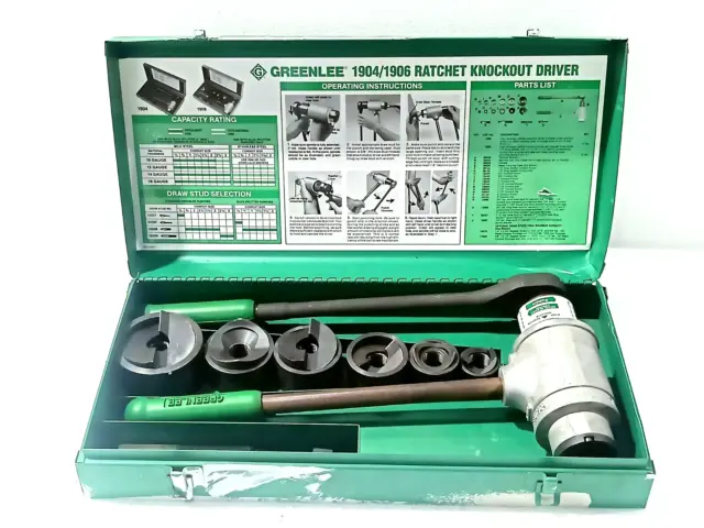 GREENLEE 1904/1906B Ratchet Knockout Punch kit 3
