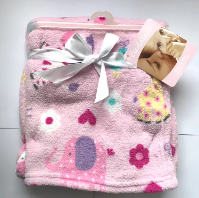 NEW Cuddle Me Super Soft Baby Fleece Blanket, Colorful Animal Floral, Pink