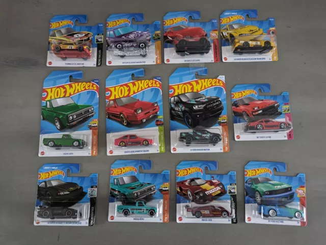 Hot Wheels Bundle of 12 cars JDM / Mazda / HKS / Falken / Ford / Datsun