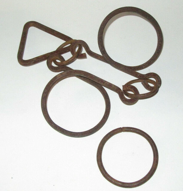 Vintage Antique Large forged wrought iron stuck ring PUZZLE twist