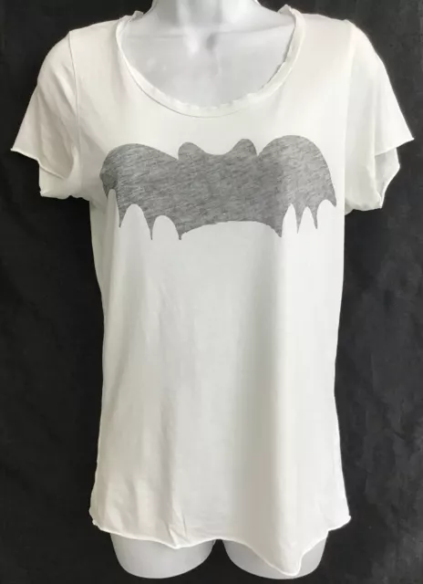 zoe karssen T-Shirt White Short Sleeve Cotton Bat Print Size XS 3