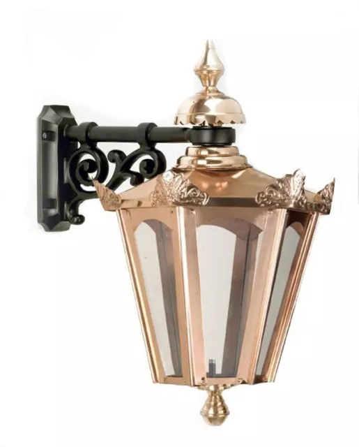 USED EX-Display Top Fix Copper Hexagonal Victorian Style Wall Lantern Light