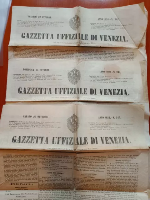 Gazzetta Uffiziale di Venezia. 1852 -3NUMERI
