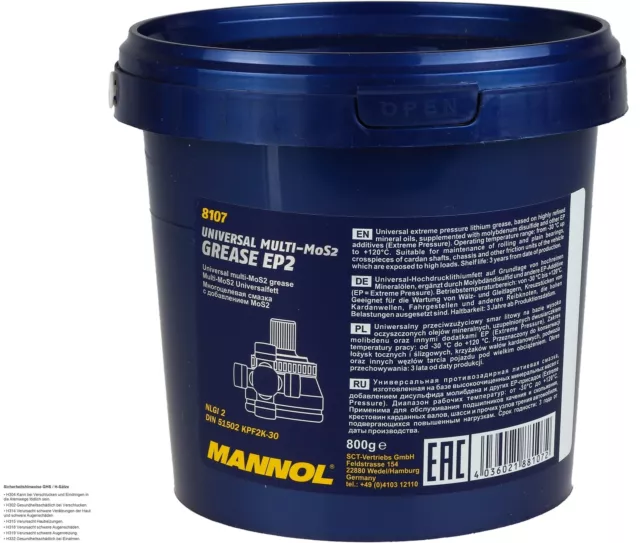 800g Original MANNOL Universalfett 8107 EP-2 Multi-MoS2 Grease