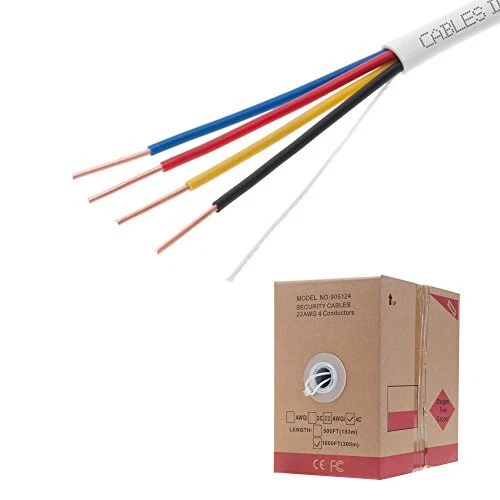 1000FT 22/4 Oxygen Free Pure Copper Stranded Cable Fire/Burglar Station Alarm...