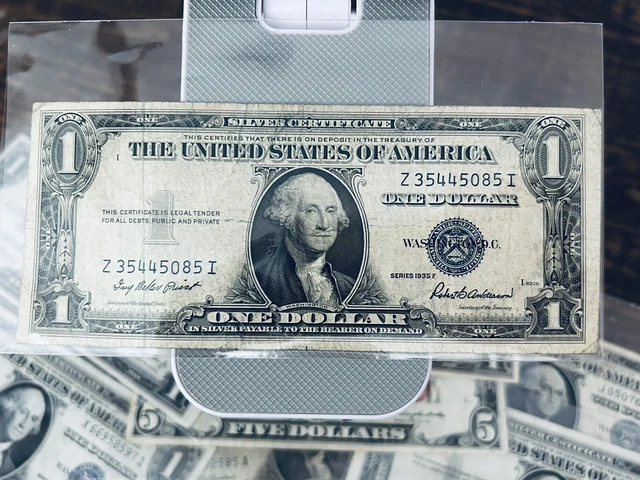1935 F $1 Silver Certificate, Blue Seal. Very Fine Condition. Error - Off-Center