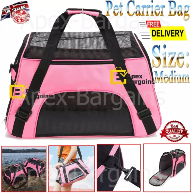 Pet Dog Cat Puppy Portable Folding Travel Carry Carrier Cage Bag Crate - Medium