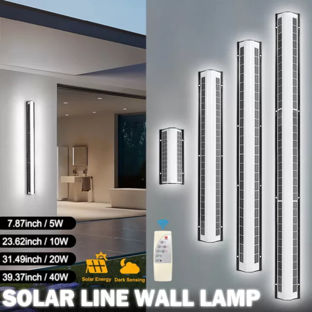 80cm Solar Modern Long Strip LED Wall Lamp Light Outdoor Garden Porch Waterproof