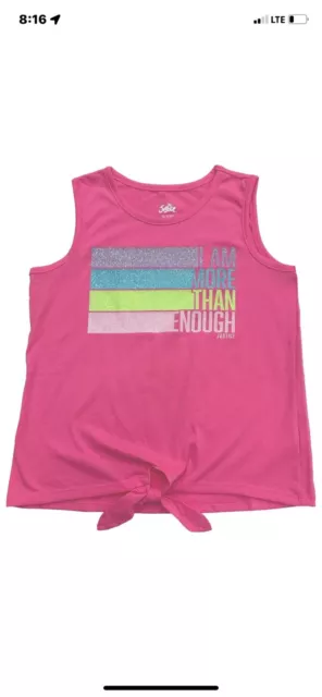 Justice Girls Pink I Am More Than Enough Sleeveless Shirt Tank Top.     S 7/8