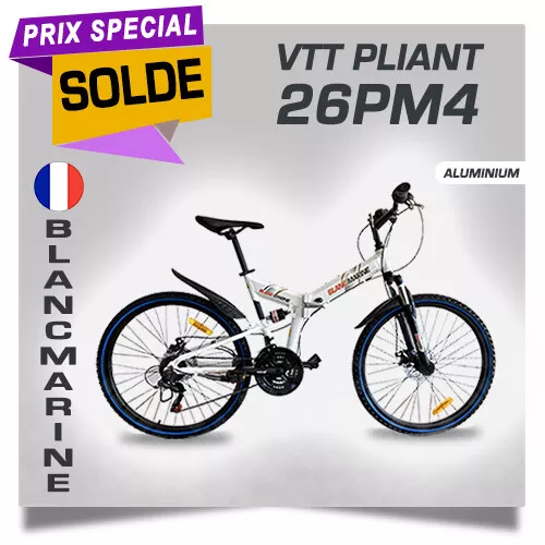 Vélo pliant 26 PM4 Blancmarine - SOLDE - Stock limité - En aluminium - Garantie