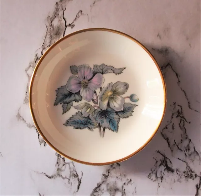 Vintage Royal Worcester Floral Design Fine Bone China Trinket Dish 10Cm Diameter