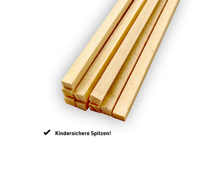 Holzstäbchen vierkant 400x5x5 mm Zuckerwattestäbe Stäbchen für Basteln (100 St.)