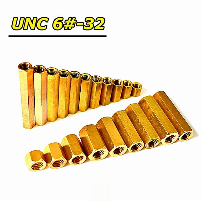 UNC 6#-32 Brass Hex Nut Hexagon Connector Sleeving Threaded Bar Stud Standoff