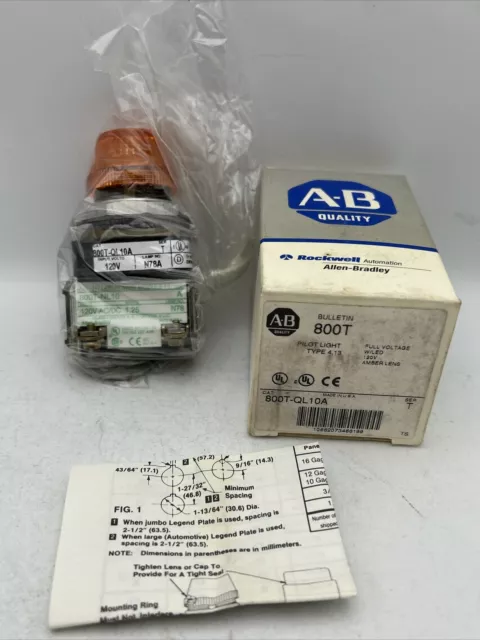 Allen Bradley 800T-QL10A Lentille Pilote Lumière 800T-NL10 Neuf