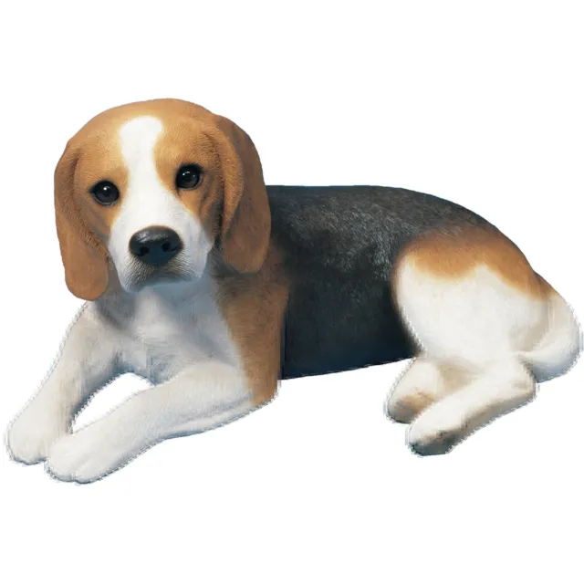 Sandicast Sculpture, Original Size, White & Brown Beagle - Lying