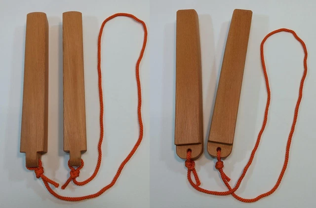 Hyoshigi clappers kabuki sumo wooden Japan Japanese zelkova wood  30cm Set of 2